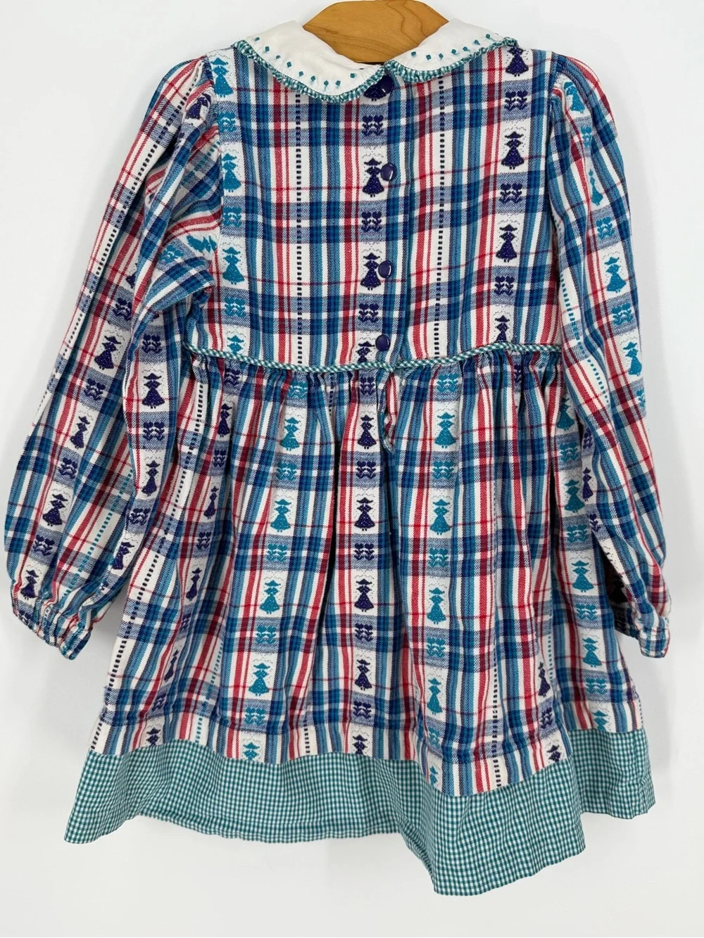Vintage Gymboree Girls Plaid Cotton Dress XL Peter Pan Collar Cottagecore